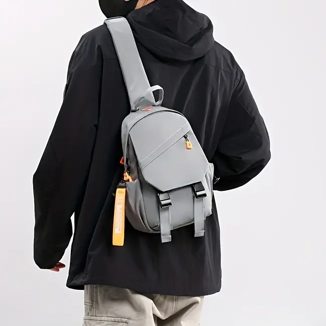 mens casual oxford sling bag with adjustable strap zipper closure and multiple pockets ideal for hiking and everyday use outdoor activities bag sleek shoulder bag secure zipper closure crossbody bag details 6