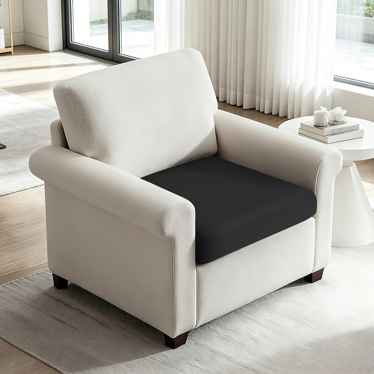 TEMU 1pc Home/hotel Stretch Brushed Fiber Fabric Sofa Seat Cushion Cover, Backrest Cover, Chaise Longue Cover Combination Set, Machine Washable,