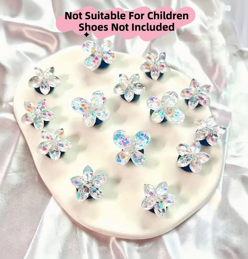 tira de 14 piezas de charms de zapatos de flor para zapatillas, zapatos de jardín, sandalias y zapatillas - plástico resistente, resina, fáciles de usar - accesorios de regalo de decorativos para fiestas detalles 14