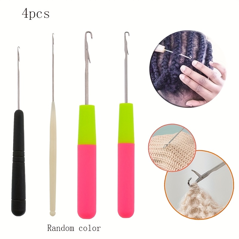 A Set Of 4 Latch Hook Tools In Sizes, Suitable For Carpet Making, Wig Weaving, Sweater Hole Repairs, Hiding Yarn Ends, And Knitting Projects