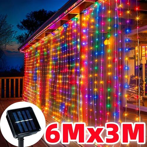 solar powered led courtyard light hanging outdoor string light ip54 warm suitable for birthday wedding party led curtain lights and outdoor light strips for decoration atmosphere lighting