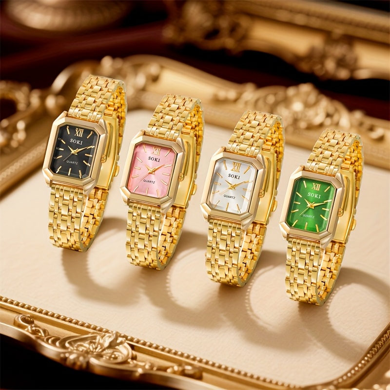 Vintage Gouden Horloge voor Vrouwen Elegante Dameshorloge met  Roestvrijstalen Band, Quartz Beweging, Romeinse Cijfers in Zwart/*/*  Dagelijks