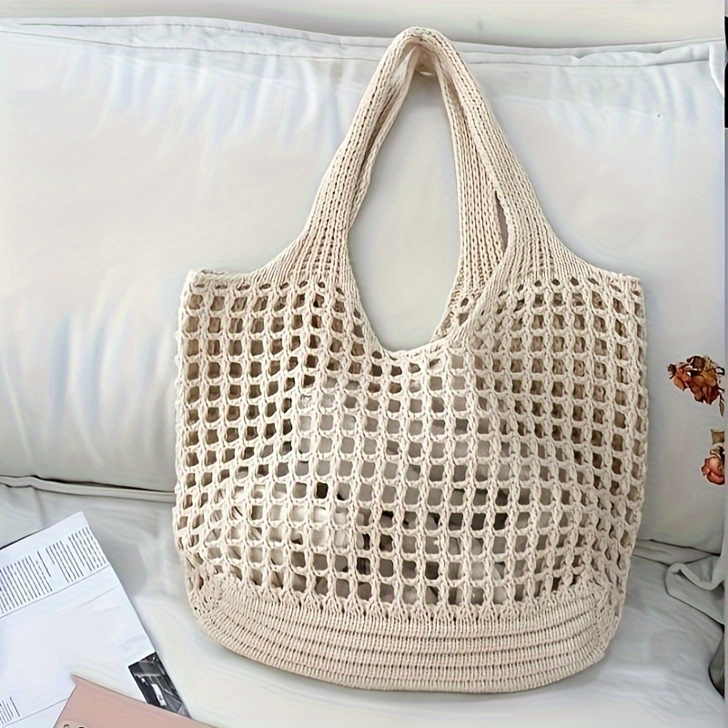 

Women's Hollow Out Shoulder Bag, Lightweight Woven Large Capacity Handbag, Casual Summer Travel Beach Bag