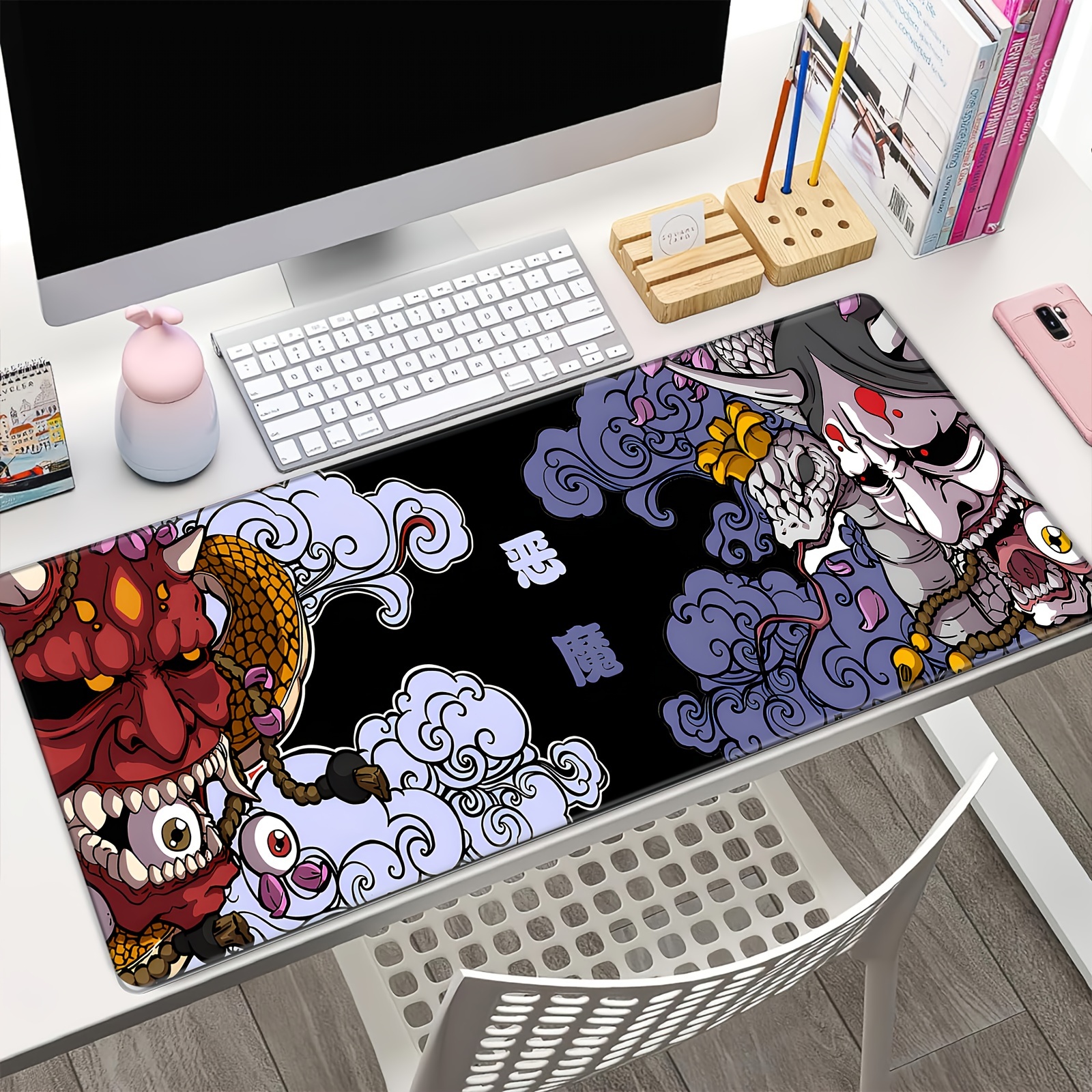 

Vaseky Extended Gaming Mouse Pad - 31.5x11.8 Inch Large Desk Mat With Non-slip Rubber Base & , Vibrant Japanese Folklore Design For And Office Use