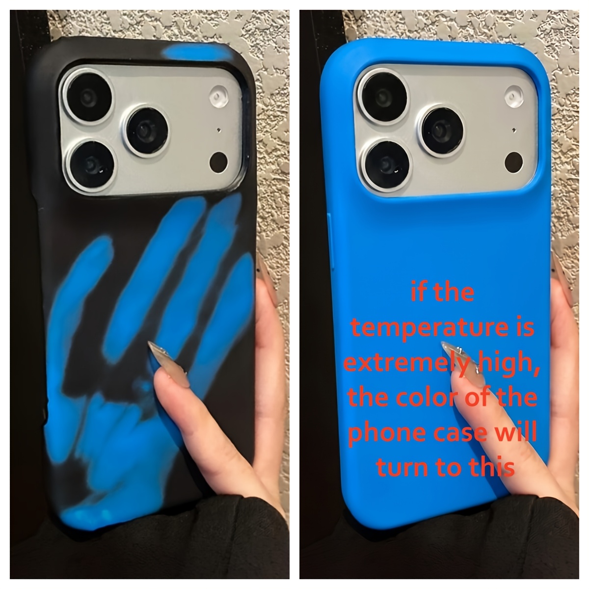TEMU Phone Case: Temperature-sensitive Color Changing Unique Designer Phone Case Compatible With Iphone 17 16 15 14 13 12 11 Pro Cover