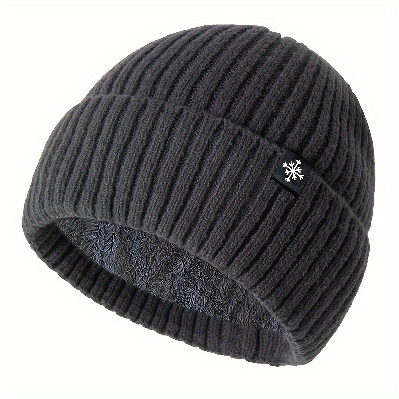 

Fleece-lined Thick Knit Beanie - Snowflake Label, Skull Cap For Men And Women, Autumn & Winter Outdoor Activities