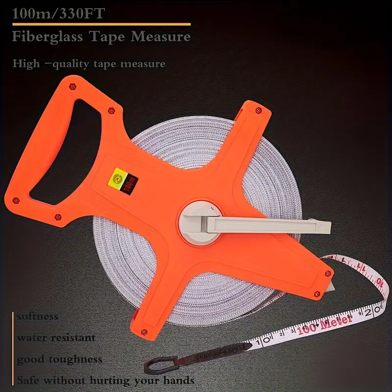 330ft dual sided fiberglass tape measure 1 2 wide ergonomic handle for engineers outdoor use details 2