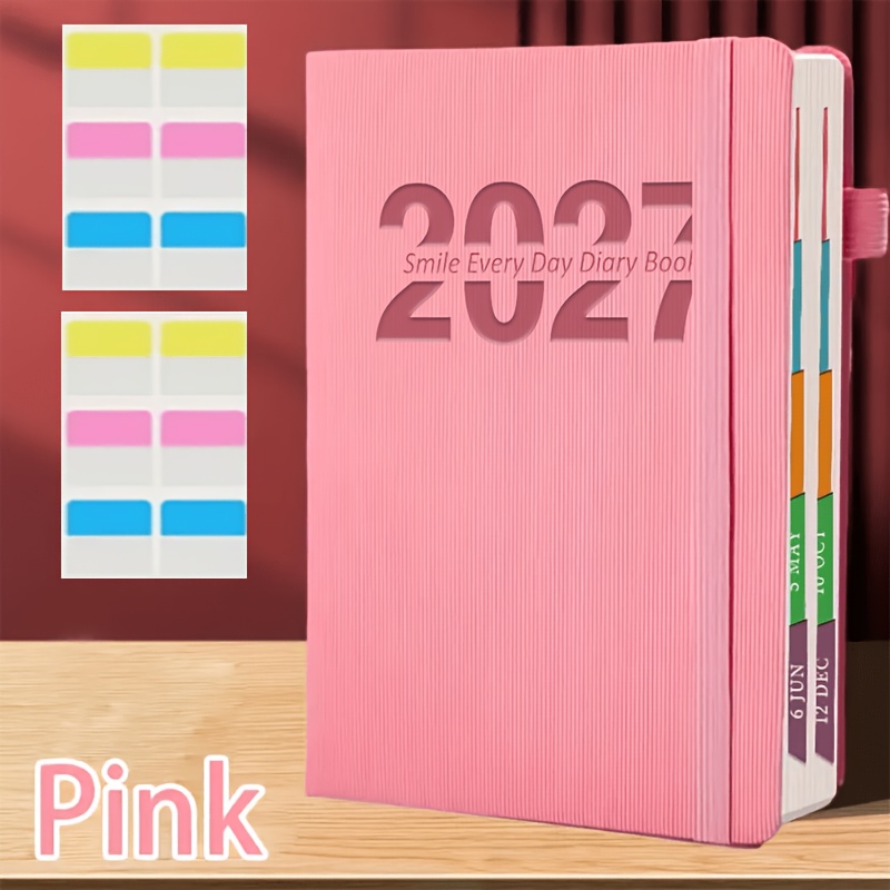 TEMU Agenda 2027 Nouveau Calendrier Journal en Cuir PU à Couverture Reliée par Sangle : d'Autodiscipline, du Temps, Une Page , Planification sur 365