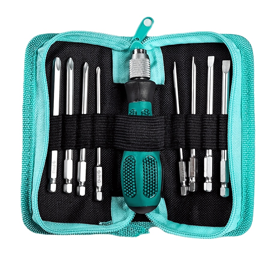TEMU Screwdriver Set Phillips Head Portable Canvas Bag Home Tool Flathead Screwdriver Combination With , Interchangeable