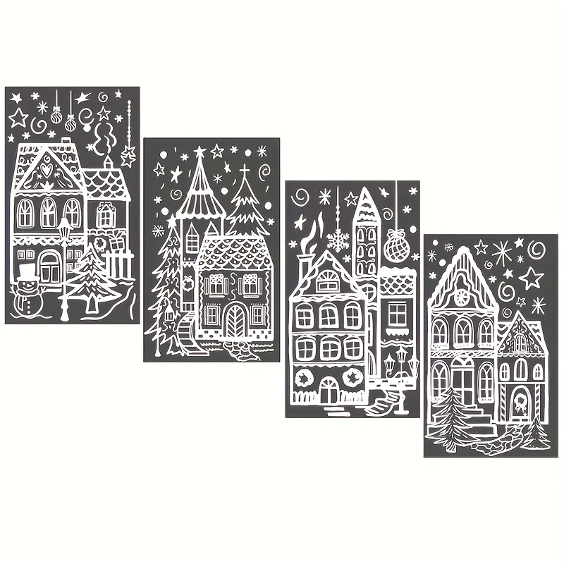 4-pack 78pcs Christmas Static Window Decals | Snowman, , Pine Tree & Snowflake Stickers - , Pvc Material, Glossy End, Single Use