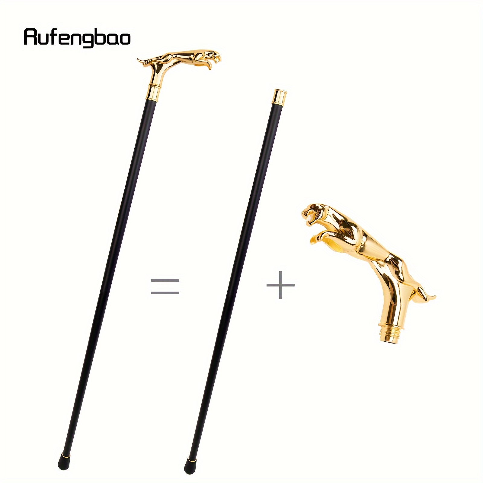 Golden And Black Luxury Fox Animal Fashion Walking Stick, Decorative  Cospaly Vintage Party Fashionable Walking Cane Crosier 93cm (36.6inches)