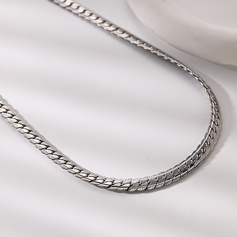 Men's Silvery Stainless Steel Necklace Embossed Design