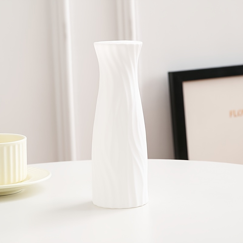 Scandinavian-inspired Large Mouth Vase For Fresh & Dried Flowers - Striped Plastic, Living Room Decor