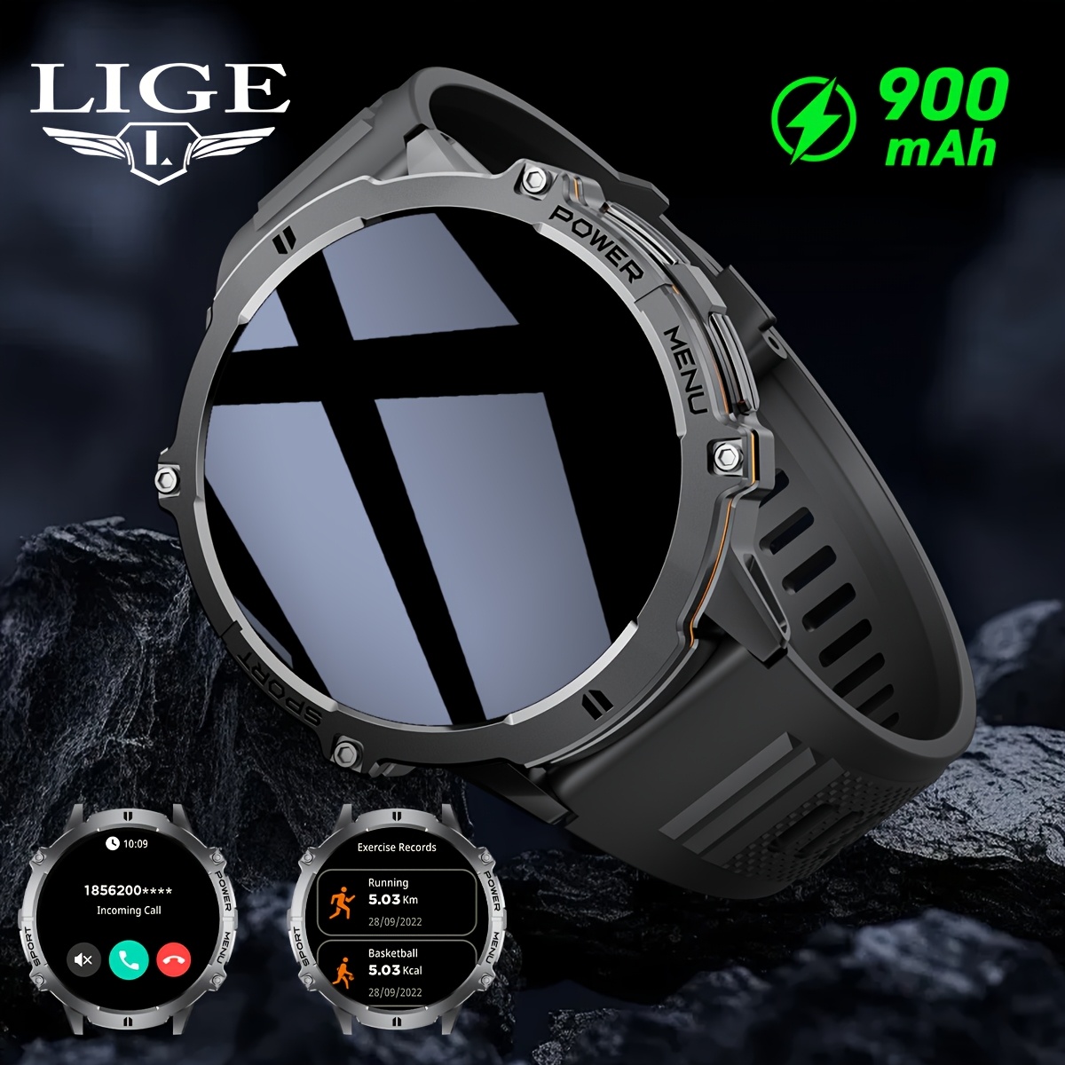 LIGE Smart Watch for Men, AMOLED Touch Screen