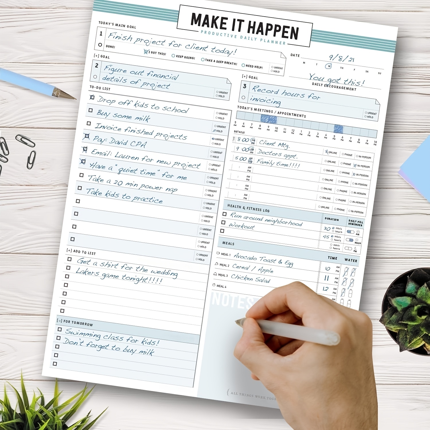 TEMU Personal Organizers 1pc Daily Planner / A5 Size 50-page Tear-off Planner / Daily To-do Reminder List / Suitable For Self-planners, Planners,