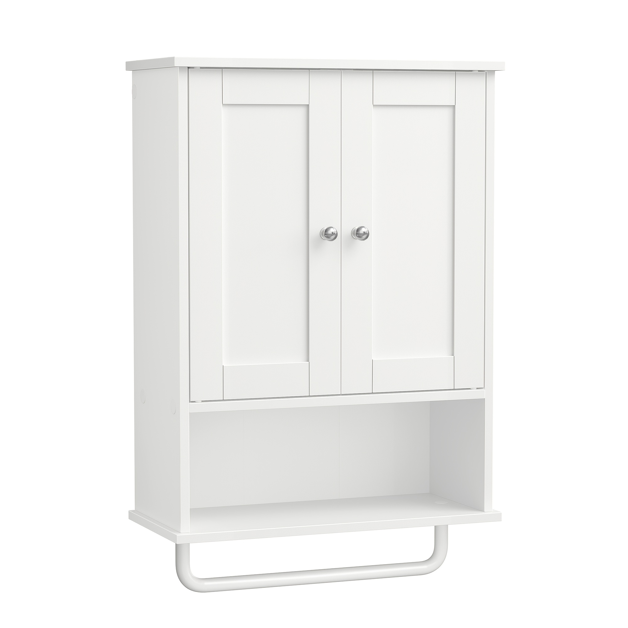 TEMU Farmhouse Wall-mounted Medicine Cabinet, Hanging Bathroom Cabinet With Towel Rod And Doors, Wall Cabinet With Adjustable Shelf, Decorative Bathroom Furniture For Bathroom Storage And Home Decor
