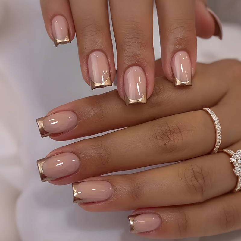 TEMU 24 uñas postizas cuadradas medianas con , acabado , cobertura completa para mujeres, de uñas , uso diario