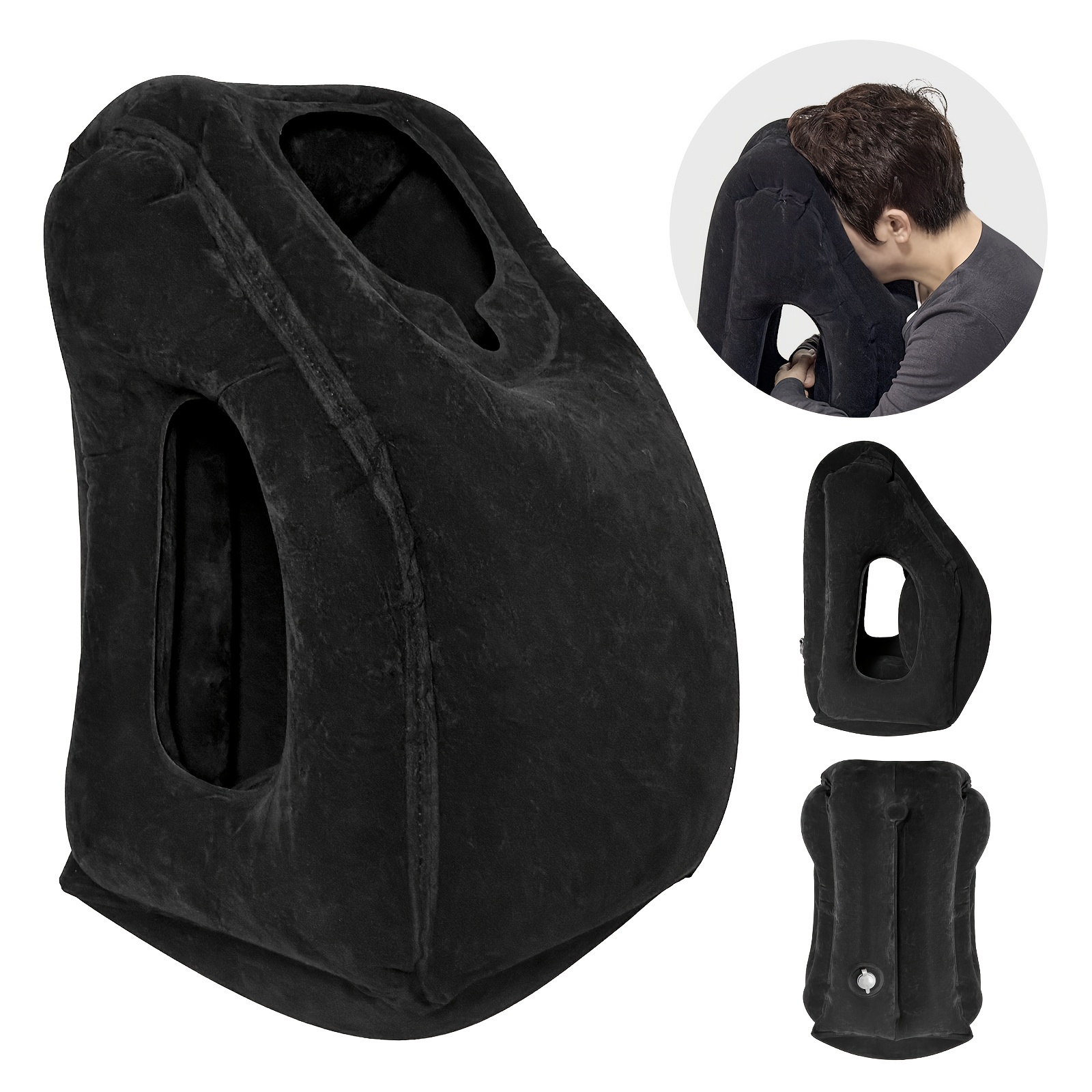 

1pc Travel Pillow, Portable Head Neck Rest Inflatable Pillow, For Airplanes, Cars, Buses, Trains, Office Napping, Camping