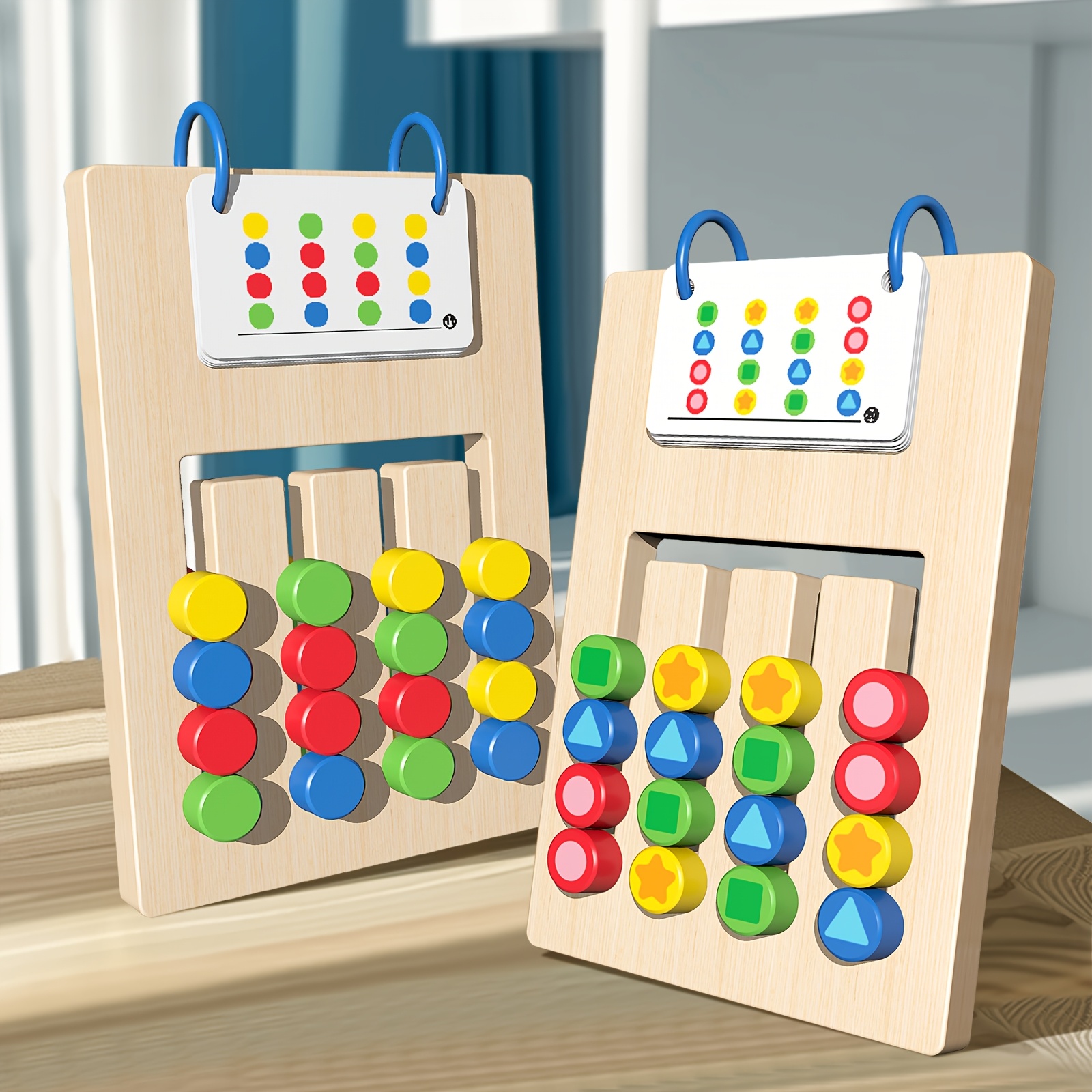 Wooden Double-Sided Color-Blocking Game