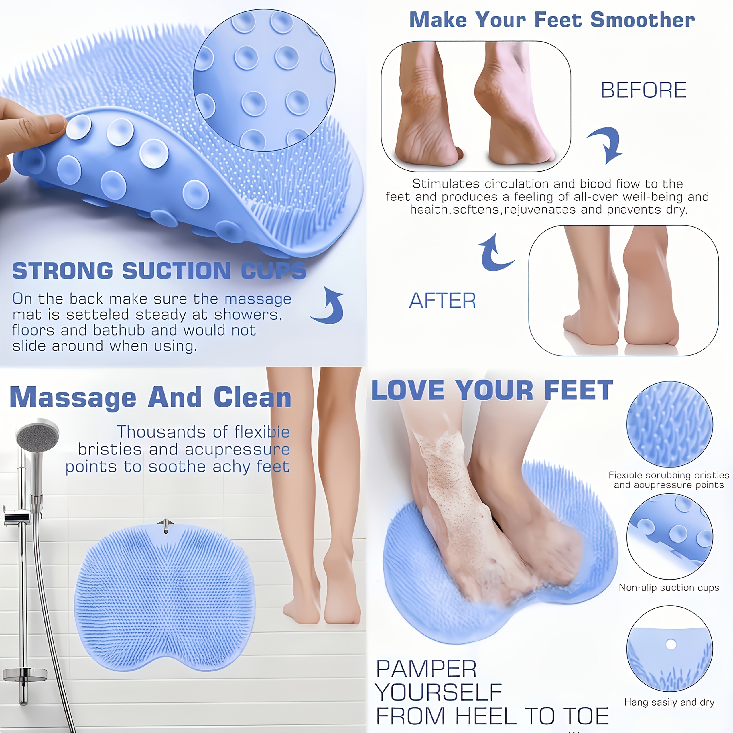 3pcs Foot & Back Massage Pad with Hooks