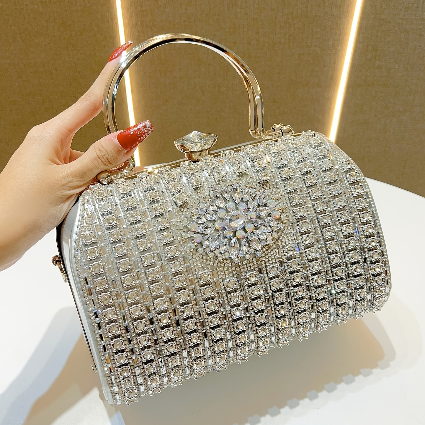 elegant   embellished large evening handbag crossbody bag detachable strap sparkly dress wallet clutch for weddings prom   for party banquet Product details 7