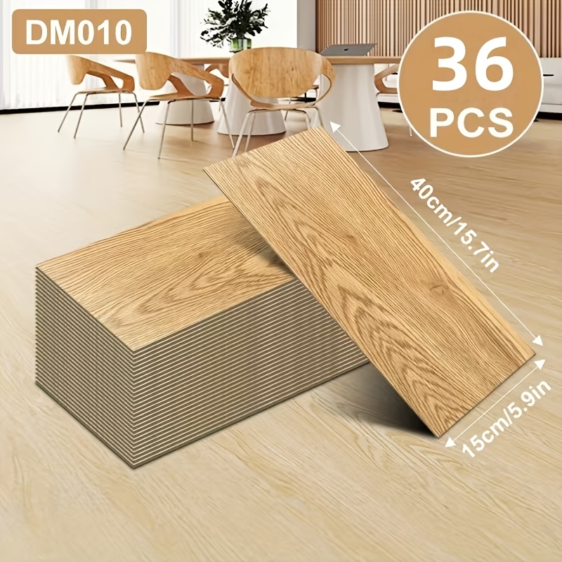 E-shop 36 Stück Holzoptik PVC-Bodenbelag mit Kleberückseite, einfach zu installieren zu Hause. Dick, langlebig und wasserdicht. Selbstklebender
