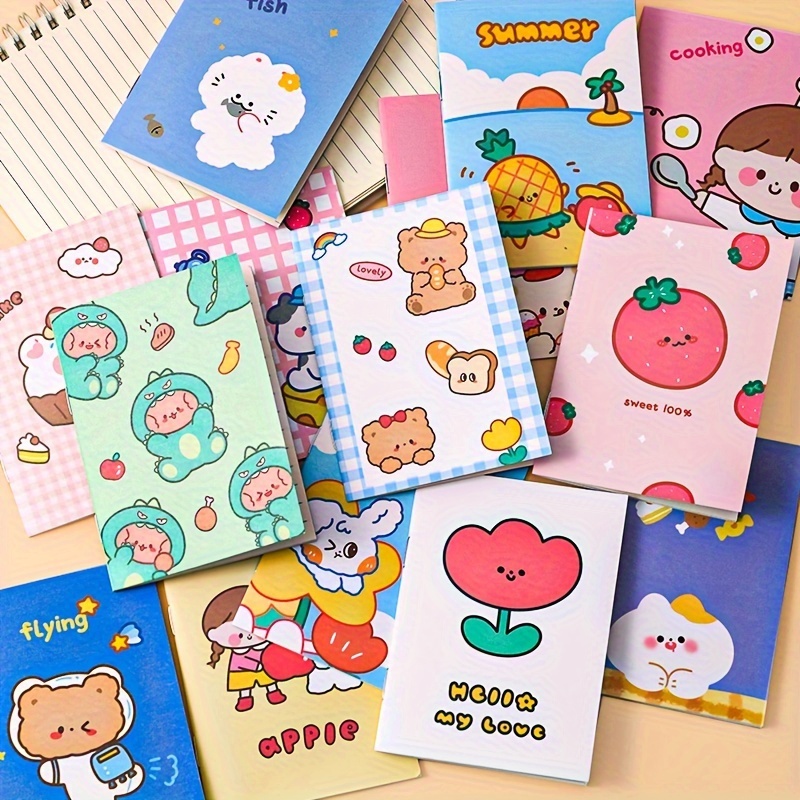 

10-pack Cute Diary Notebook, Kawaii Stationery For Student Gift, 64k Soft Cover Personal Organizers With Paper Material