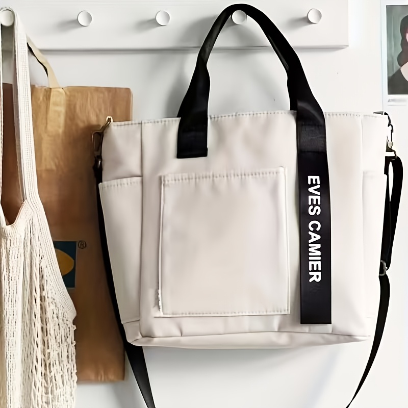TEMU Bolso estilo casual de y axila para mujer, diseño contrastantes con correa de fija, a y versátil, gran capacidad para libros, iPad y otros