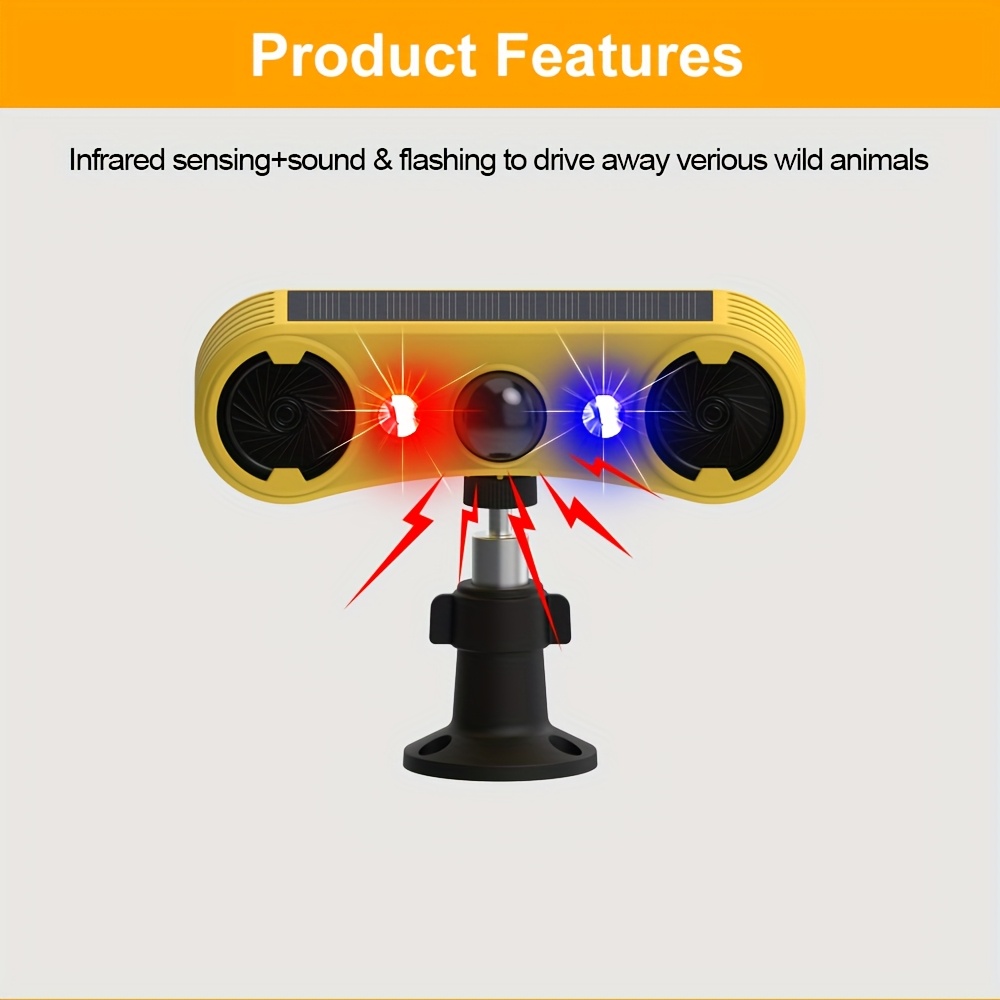 Alarma Solar con Luz y Sonido, Sensor de Movimiento, Luz Estroboscópica, Detector de Movimiento, Alarma de 129Db con 13 Sirenas Integradas, Luz Solar para Uso en Casa, Villa, Patio, Gallinero, Granja, Granero