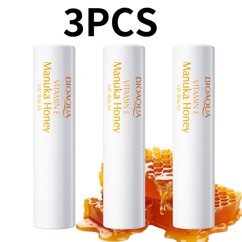 Image of 3pcs Honey Lip Balm, Vitamin E Honey Lip Balm, Anti-chapping Moisturizing And Hydrating Lip Balm, Unisex, Souvenir Gift, Present, Valentine's Day Gift