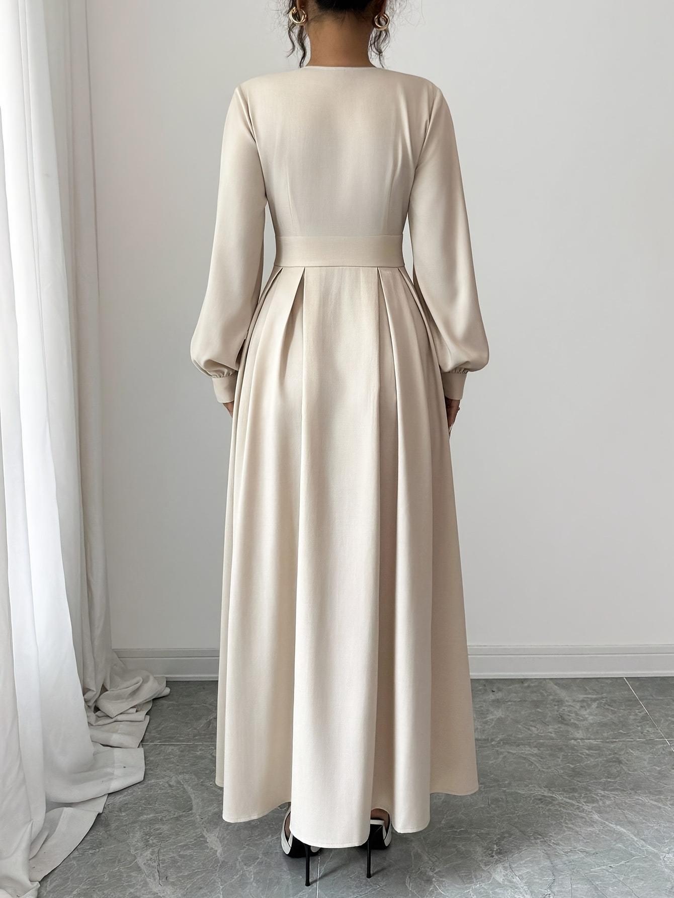 womens korean style outfit high end waist cinching long - Temu Oman