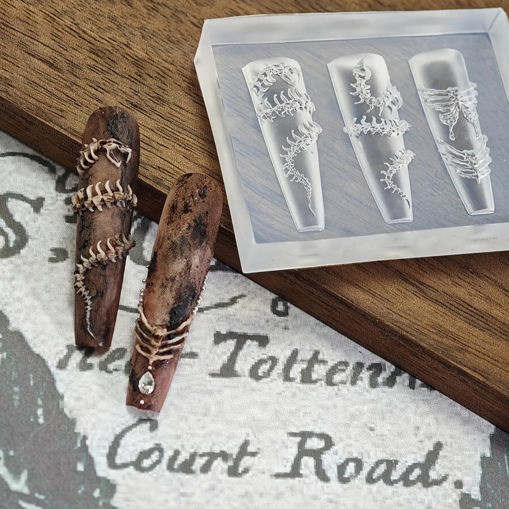 3D Snake Bone Mold Nail Template Design Silicone Mold