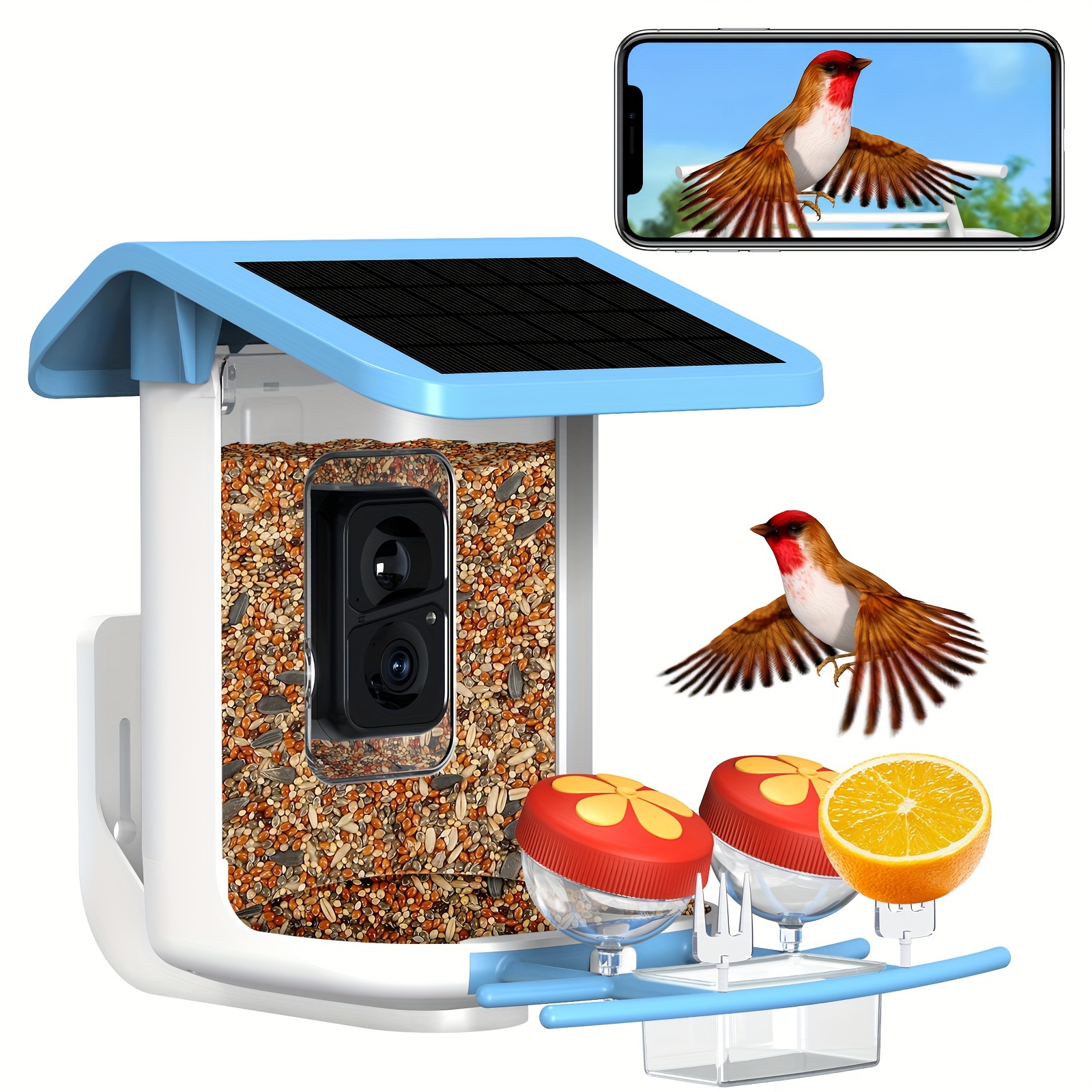 

Smart Bird Feeder With Camera, Ai Identify 11000+ Bird Species, Bird Watching Camera, Auto Capture Bird Videos & App Instant Notifications, Bird House With Built-in Two-way Microphone