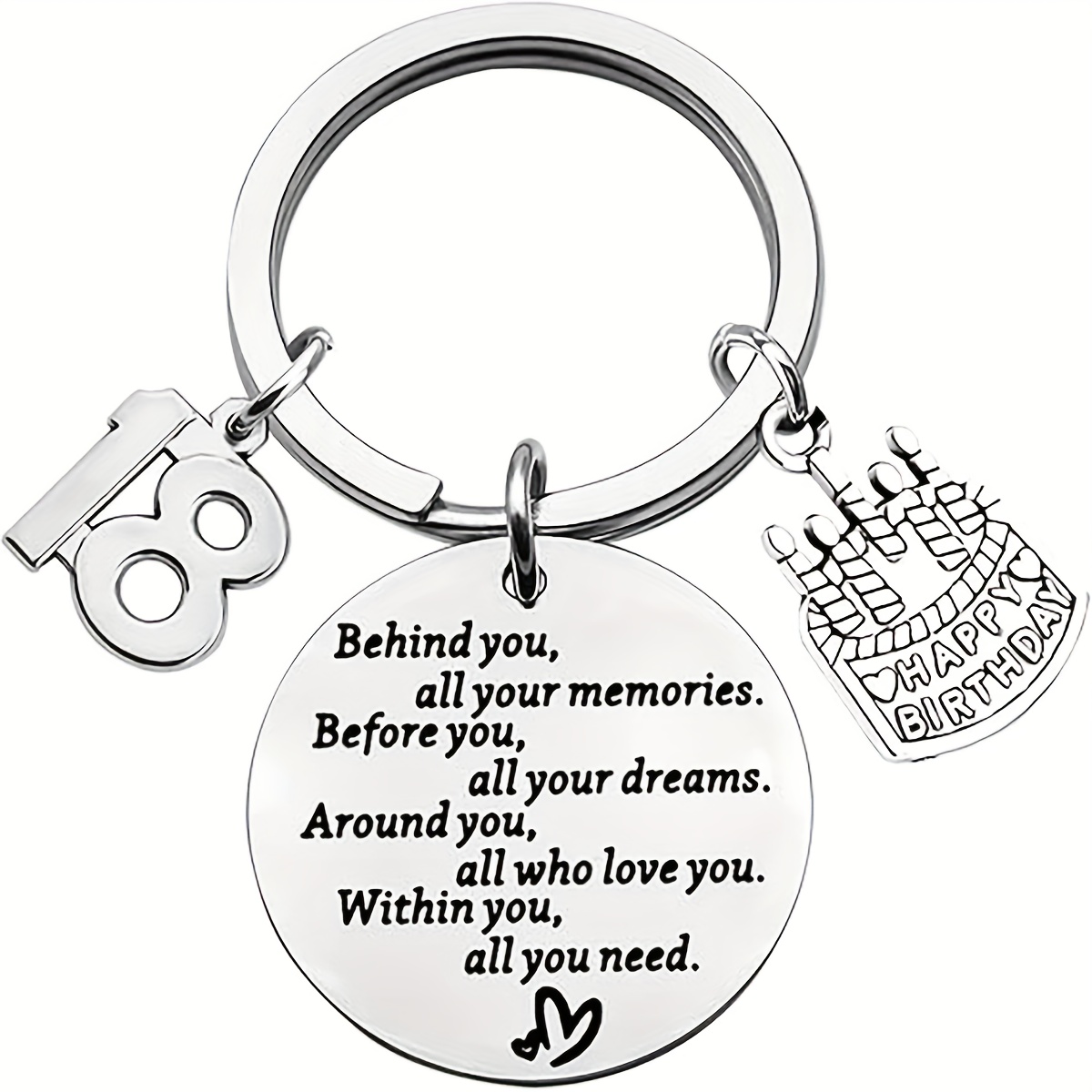 TEMU 1pc Of Stainless Steel Round Tag Birthday Keychain 18, 30, 40, 50; A Birthday Gift That And , Birthday Gift For Women, Birthday Gift For Men,