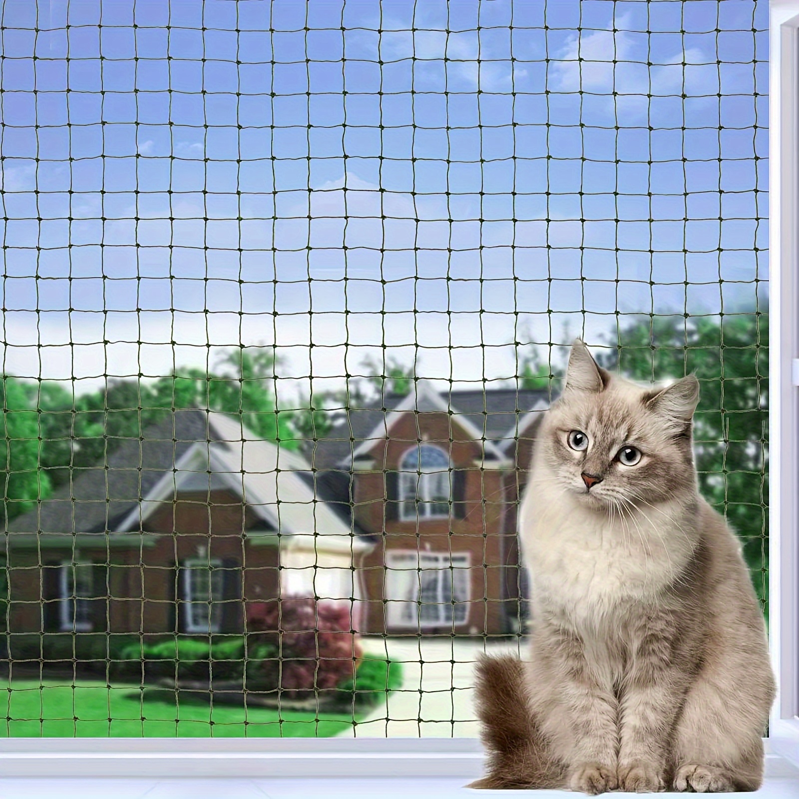 

Cat Safety Balcony Net - Durable Pe Material, 4x3m, Pet Protection Screen Mesh For Indoor And Outdoor Use