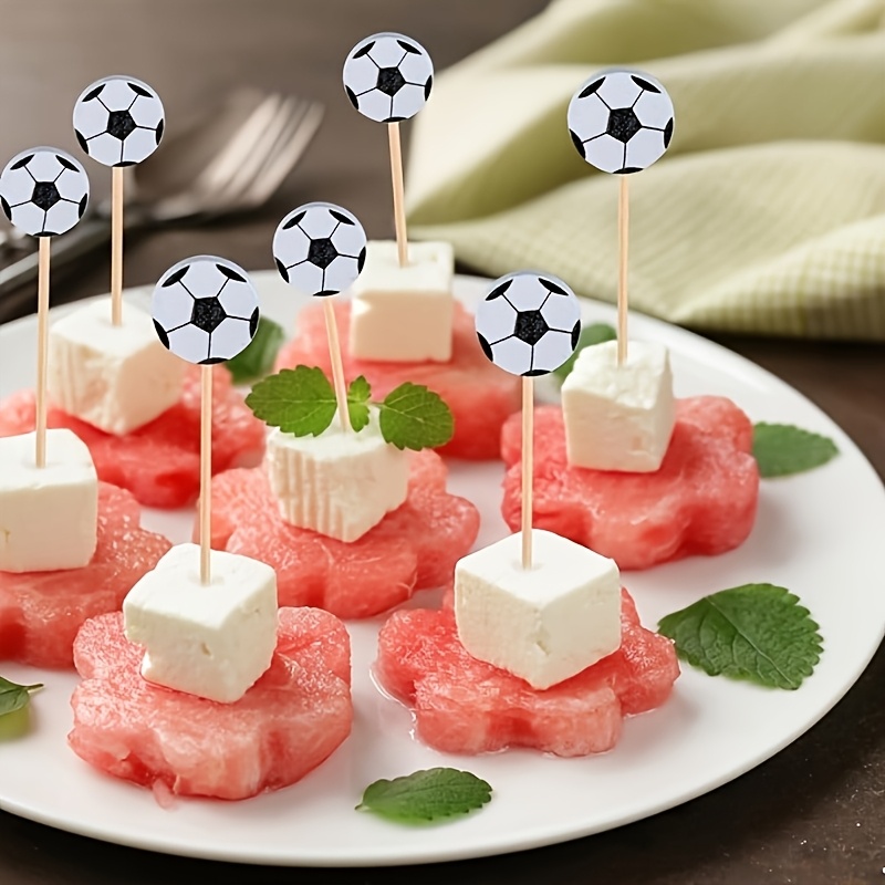 Image of 33/66pcs Random Football Alcohol 4.72inch Bamboo Toothpicks, , Sandwich Appetizer Decorations Suitable For Sports Football Party Decor, Football Game Party Supplies