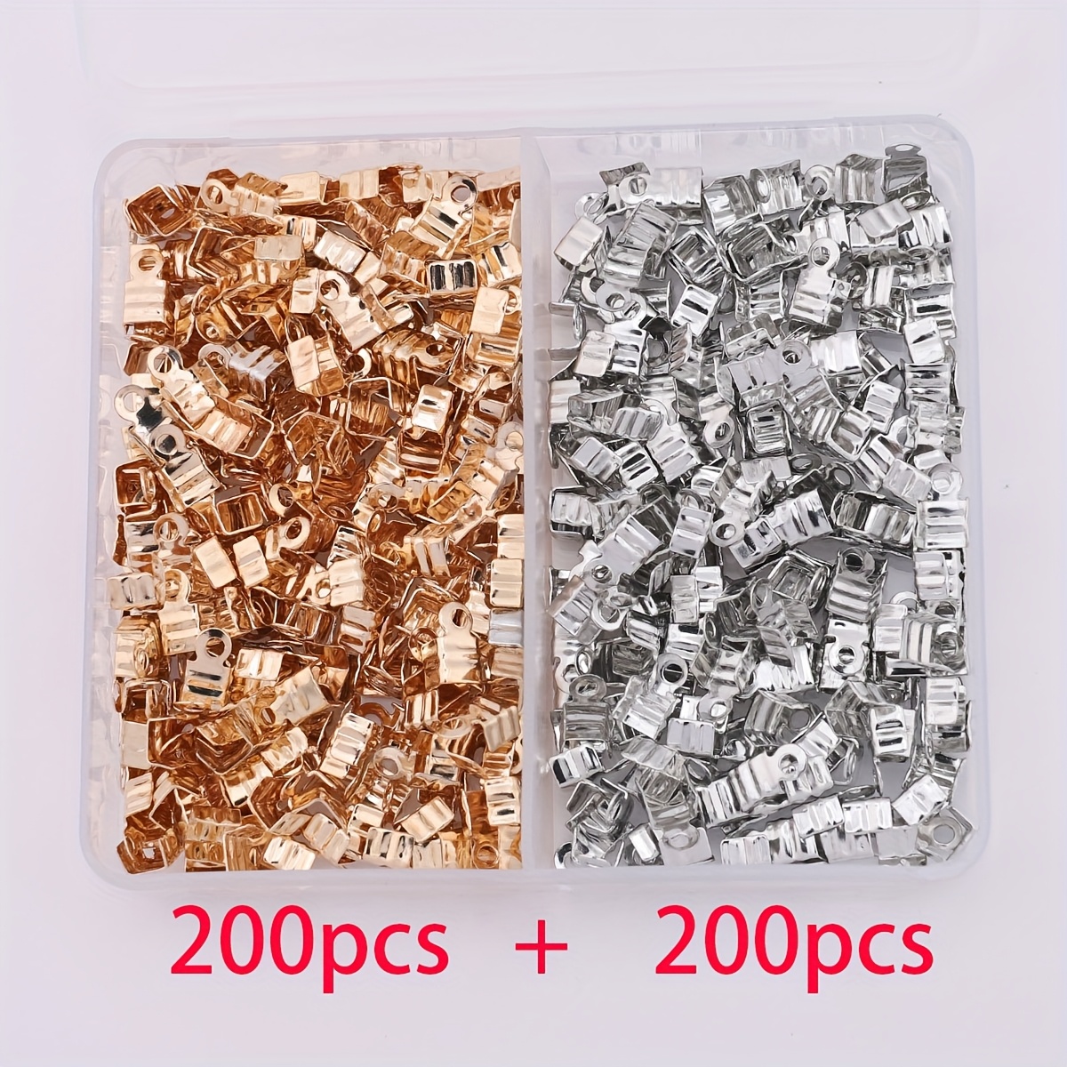 E-shop 400 Stück Eisen Trisomie Schmuckherstellung Kabelend-Schnalle im Karton, schmale Kabelclip, Armband, Halskette, Handy-Kette, Kabelendstück,