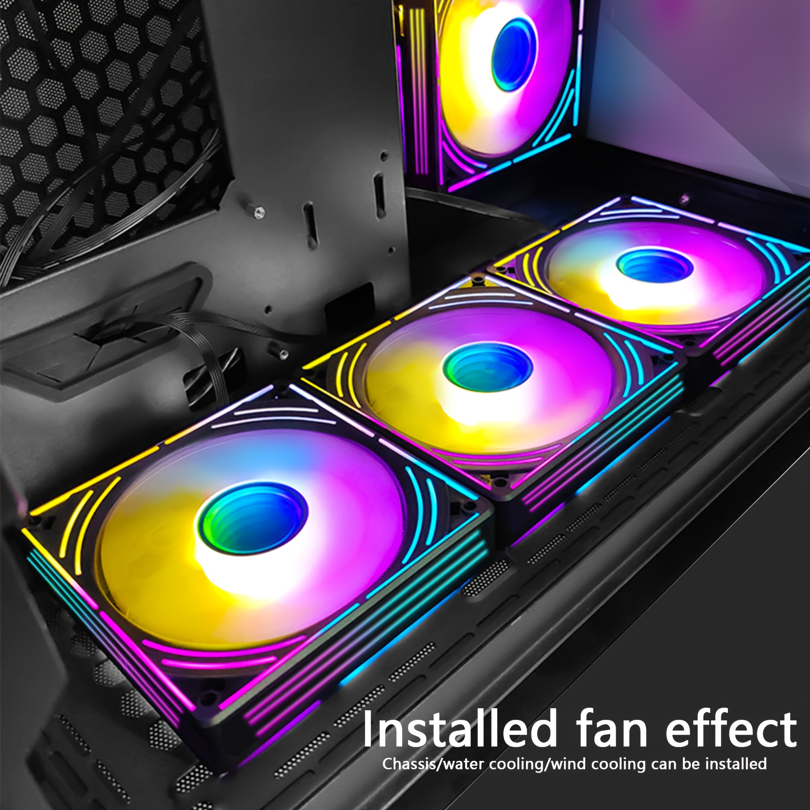 The RGB Radiator Fan For The Host Computer Case Is 4.72inch In Size,  Equipped With LED Lights, Operates Quietly, And Has Temperature Control.
