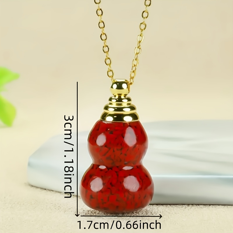 Sand Cinnabar Gourd Pendant Necklace, Unique Gift