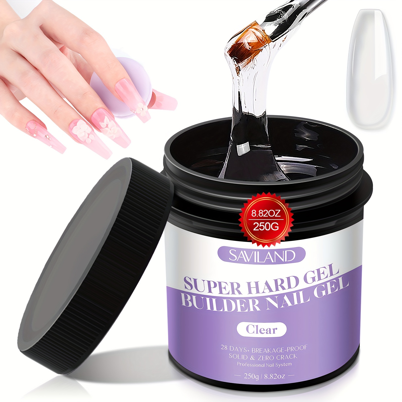 

Saviland Hard Gel For Nails - 250g/8.82 Oz Super Builder Nail Gel Large Capacity Hard Gel Builder Led/u Extension Gel Strengthen Nail For Diy Nail Art Manicure