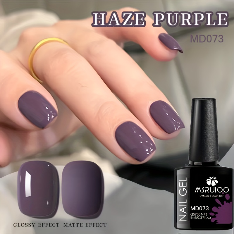 Image of Msruioo 8ml Gel Polish - Matte Purple Gel Nail Color, High , Alcohol-free, Durable And Long-lasting, Perfect For Autumn And Winter , Salon-quality Nail, Ideal Christmas Gift, Nail Art Supplies | Matte