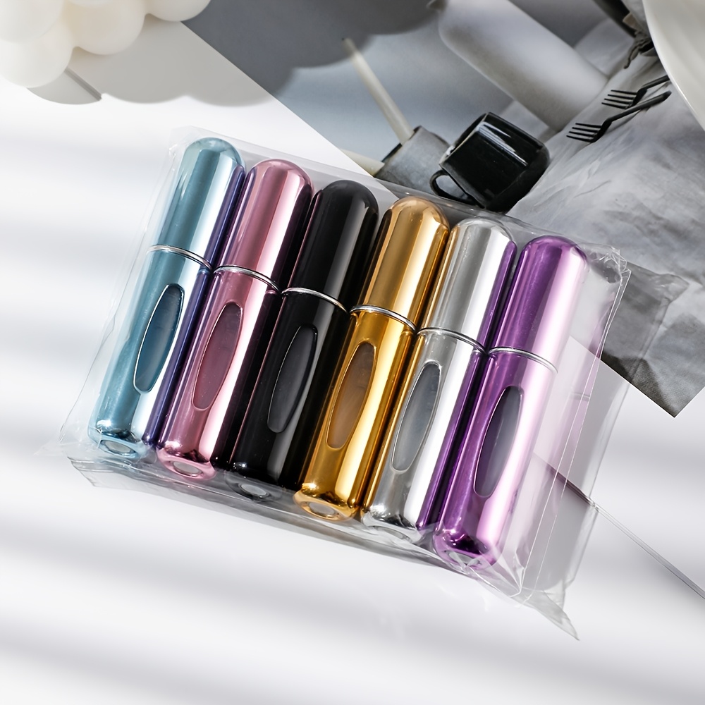 

6-pack 5ml Metal Travel Spray Bottles, Self-, Bottom Filling, Unscented, Pvc-free, Portable Perfume Set For Suitcase & Toiletry Bag