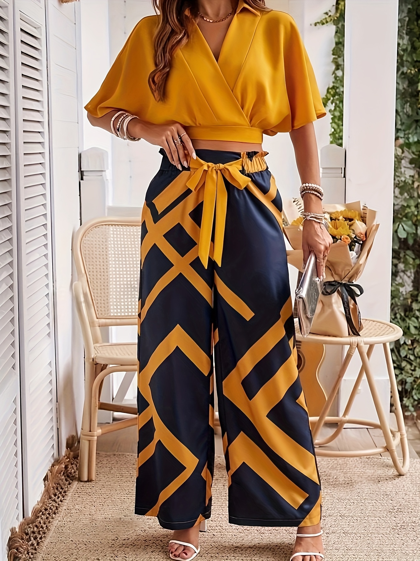 chic womens fashion set yy1229061 stylish yellow black two - Temu Colombia