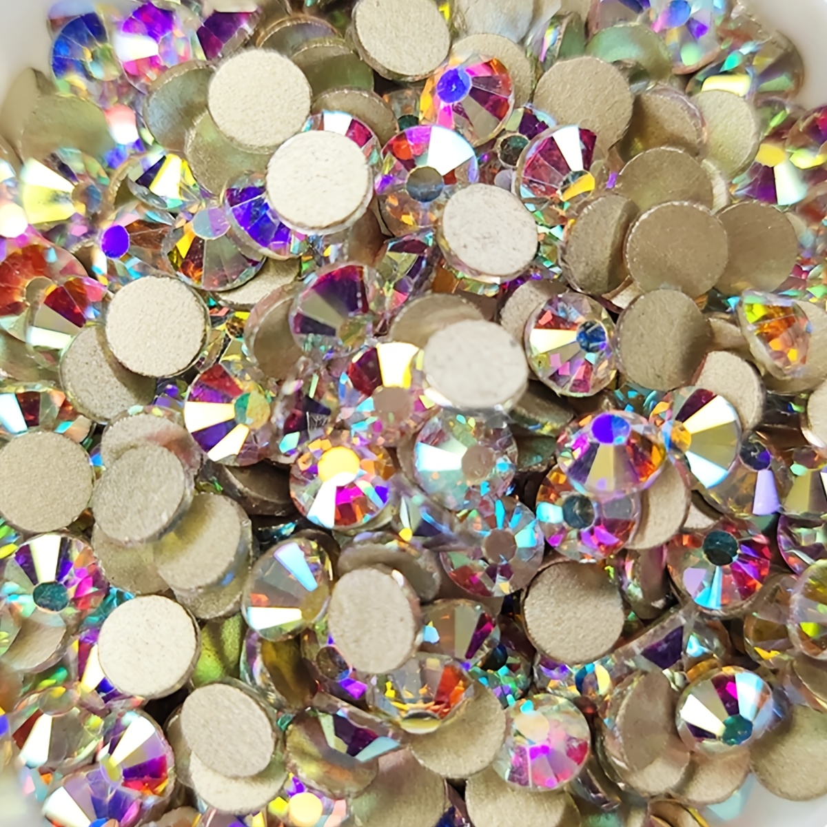 TEMU Diamantes de Glitter Crystal Ab/ dorada transparente sin fijación a , diamantes de SS6-SS30 con respaldo , Strass y decoraciones para ropa, tela