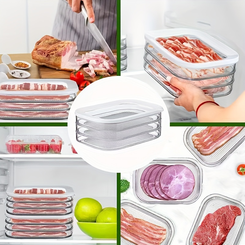 1pc Food-Grade Sealed Container with Lid, No Electricity Needed, 3 Layer Transparent Food Storage Box, Food Contact Plastic Box, Fridge Organizer Food Preservation Box, Rectangular Shape, Pantry Storage, Stackable Design, Spacesaving Storage