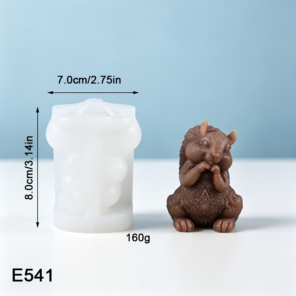 TEMU Cute Chin-resting Squirrel Candle Silicone Mold, 3d Cartoon Animal Scented Candle Gypsum Diffuser Stone Ornament Mold 1pc