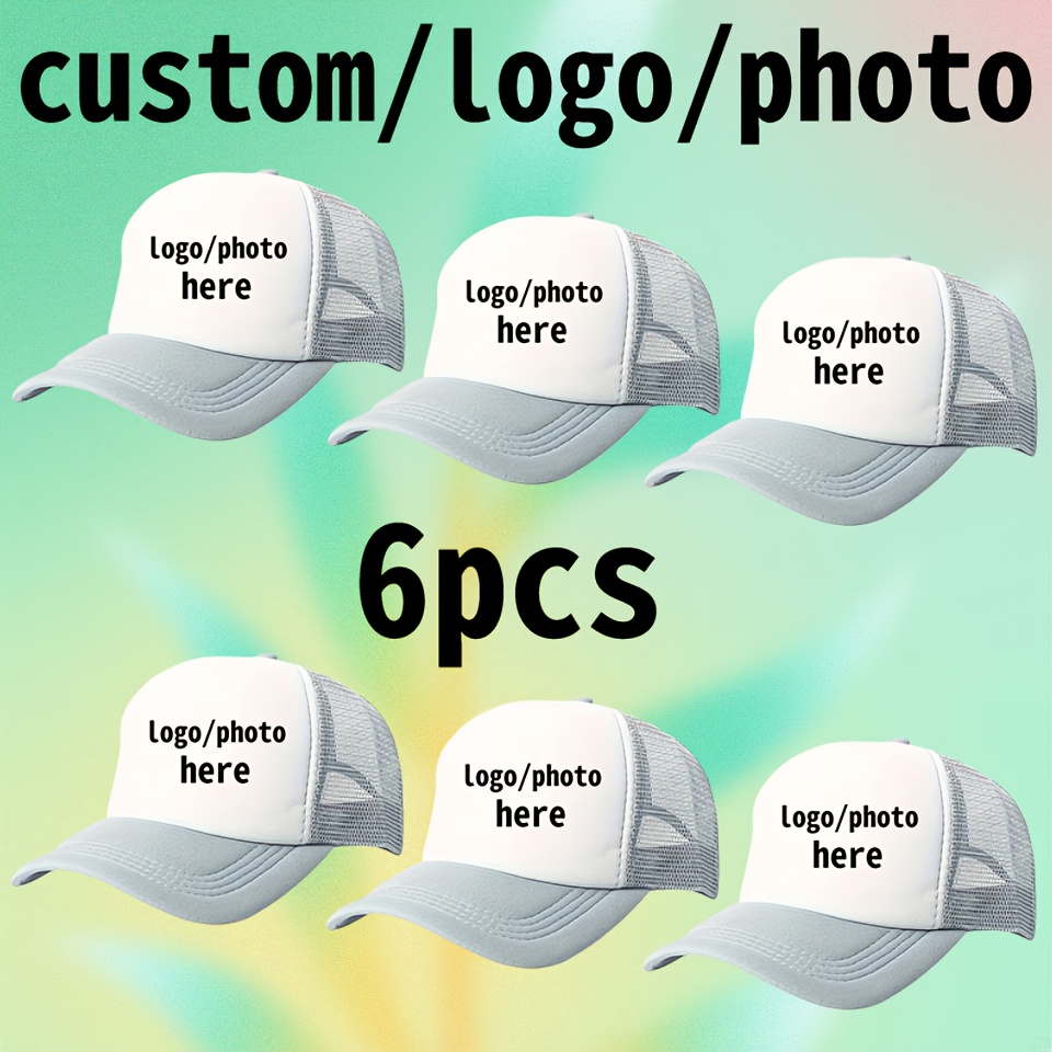 6 Customizable Mesh Trucker Hats, Lightweight Adjustable Size