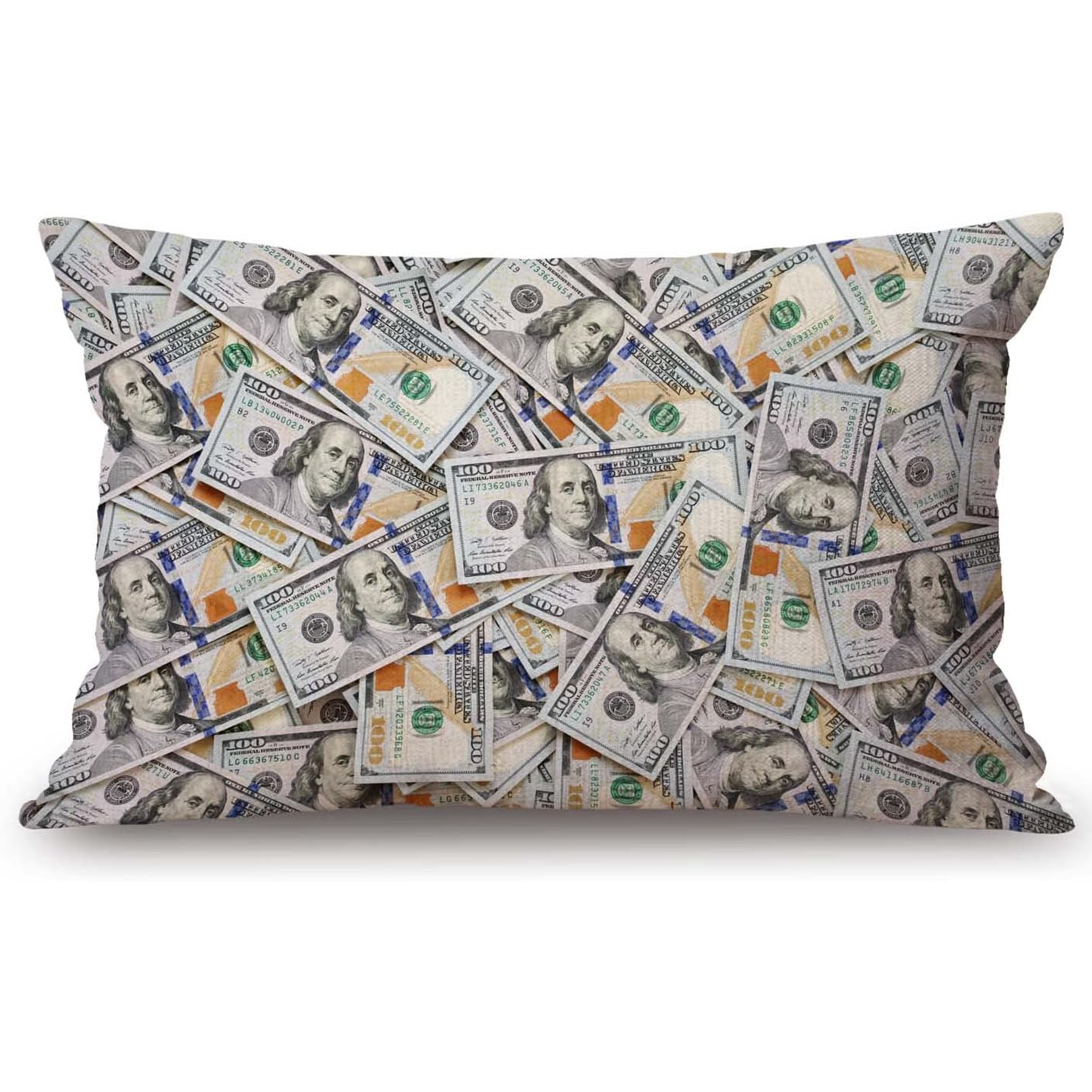 

Chic Hundred Dollar Bill Design Linen Throw Pillow Cover - Single Sided Print, Zip Closure, Machine Washable For Home & Office Decor