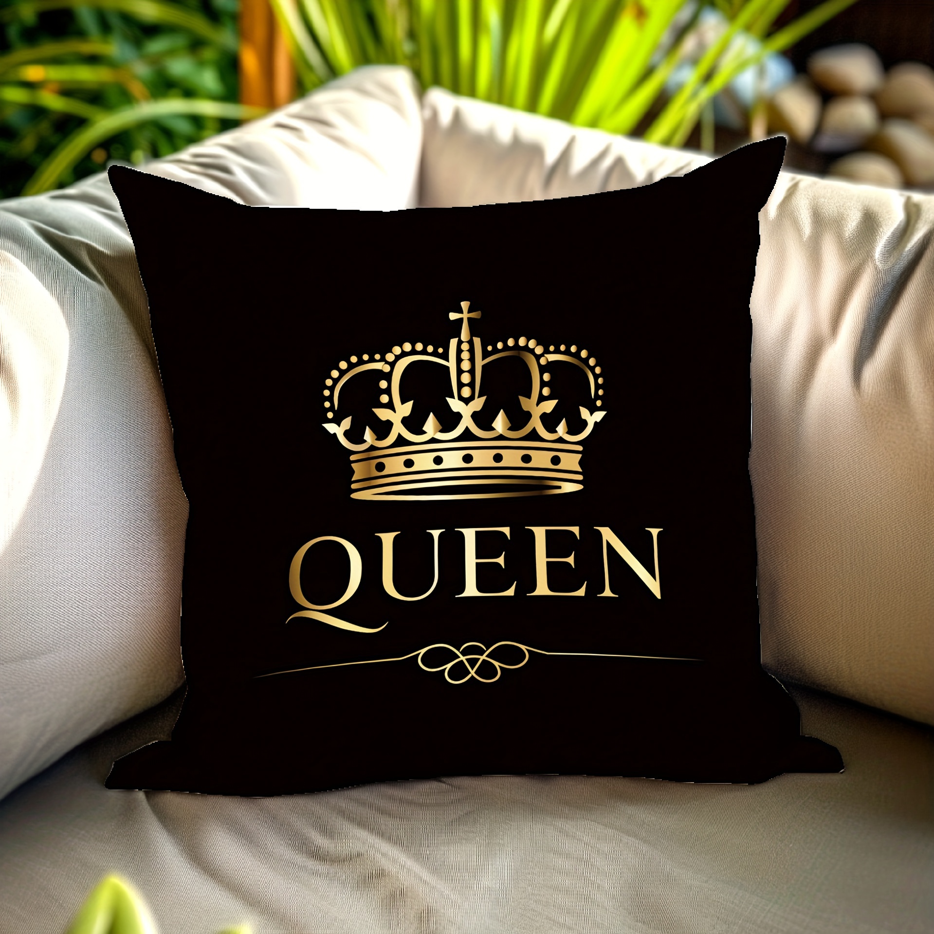 

1pc, The Crown, The Queen, Gifts, Pillow Case, Home Decor, Holiday Decor, Home Decor, Room Decor, For Sofa, Bed, Car, Bedroom, 18x18 Inch, No Pillow Core