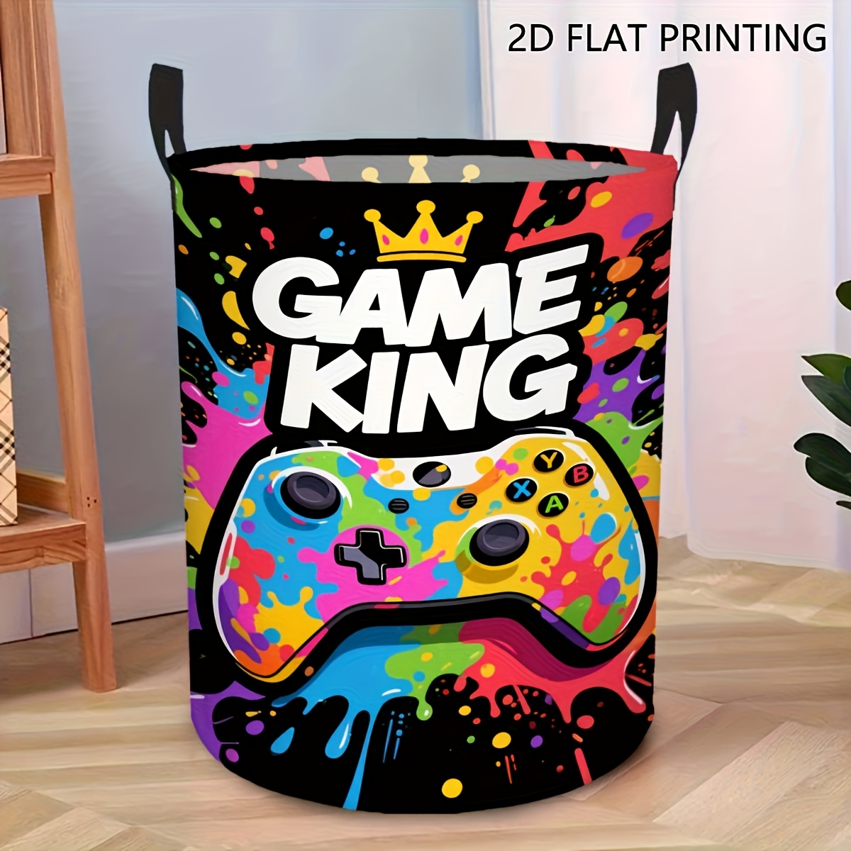 E-shop 1 Wäschekorb mit Griff im Game-Controller-Design – Videospiel-Design Aufbewahrungsorganizer, langlebiges Material für Schlafzimmer, Büro,